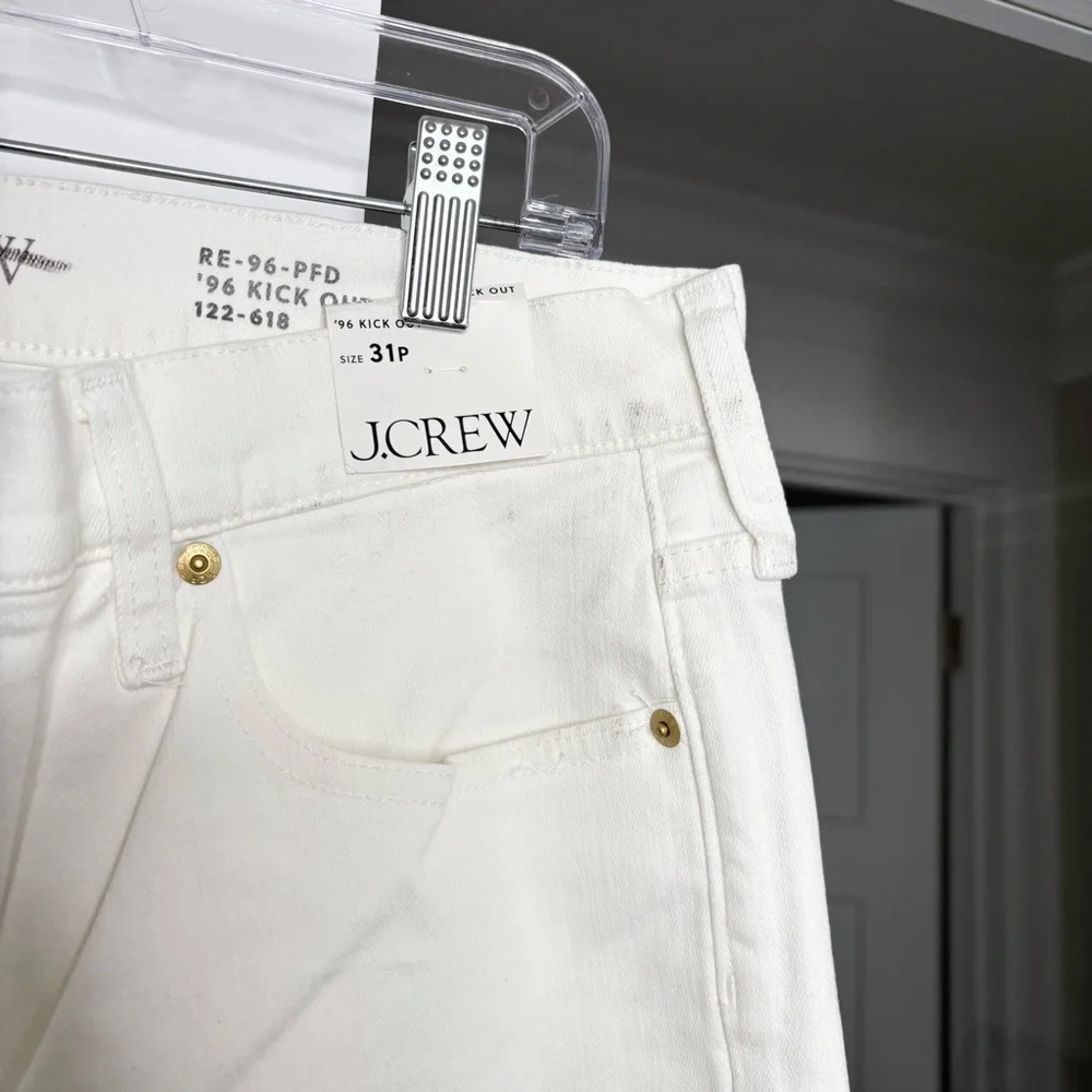 NWT J. Crew Petite High-rise Kickout Jean White
